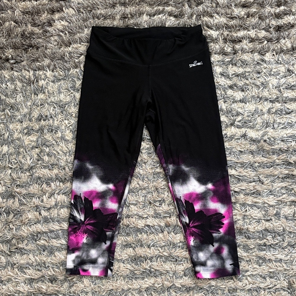 Spalding Black and Purple Floral Leggings